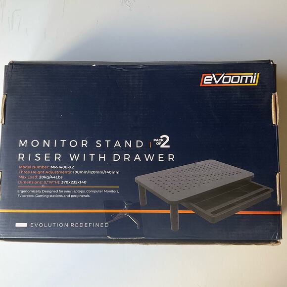 1ct EVOOMI Monitor Stand Riser w Drawer, Computer Stand Laptop, Desktop, Printer - Picture 1 of 7
